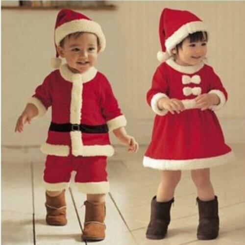DL062 retail babies Grandfather Frost costume party dress well, long-sleeved romper hat 2 pcs. set of cute babies baby romper