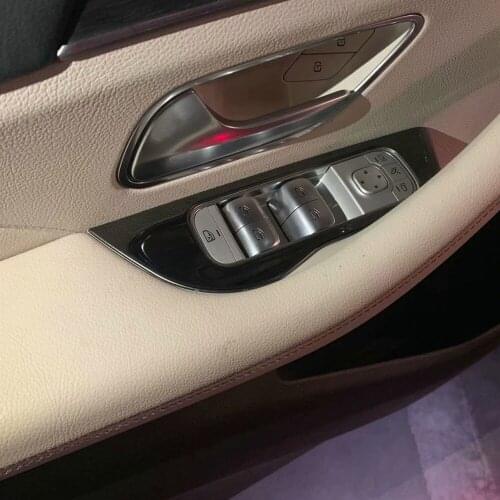 For Mercedes Benz GLE Class 2020 Car Styling Door Armrest Panel Covers Stickers Window Glass Lifting Buttons Trim LHD