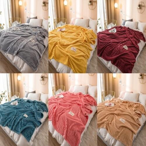 Flannel Thickened Blanket Sofa Noon Break Air Conditioning Blanket Bed Sheet Blanket Autumn Winter Adult Children Sleeping Blank