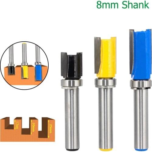 8mm 6mm Shank Flush Trim Router Bit Pattern Bit Top Bottom Bearing Blade Template Wood Milling Cutter Carpenter