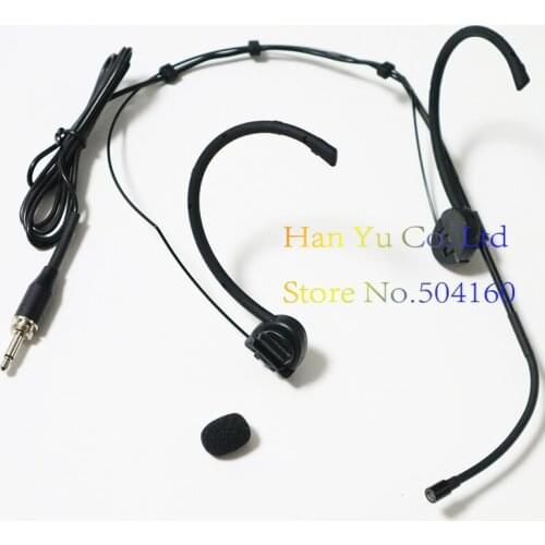 Black 3.5mm Male Screw Plug Ear HeadWorn Headset Mic Condenser Microphone Mike Mikrafon For Wireless Bodypack Transmitter