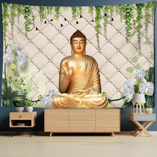 Indian Buddha Tapestry Wall Hanging Buddhist Faith Lotus Bohemian Hippie Science Fiction Magic Art Room Home Decor