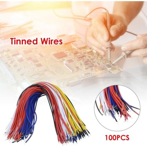 100x Double Tin Plated Breadboard PCB Solder Cable Copper Conductor Wire 8 inch Heat-resistant Cable Wire Soft Wire