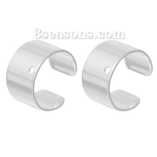 8Seasons Punk Gothic Round Ear Cuffs Clip Wrap Earring Findings Zinc Based Alloy Silver Color 10* 10mm Earring Jewelry, 10 PCs