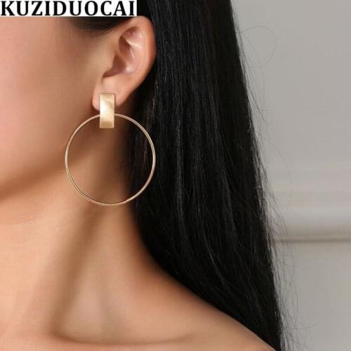 Kuziduocai New Fashion Jewelry Punk Bohe Metal Round Dangle Circle Statement Drop Earrings For Women Pendientes Brincos E-305
