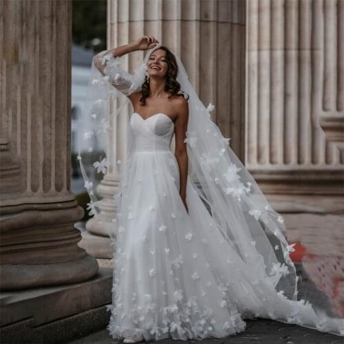 Summer Floral Lace Bohemian Wedding Dress With Handmade Flowers Off Shoulder Sweetheart A Line Long Boho Beach Bride Dresses