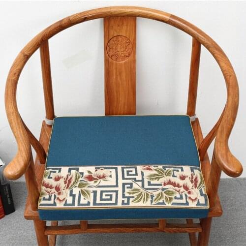 Patchwork Jacquard Vintage Thicken Seat Cushion Chinese Dining Chair Armchair Anti-Slip Pad Home Decor Cotton Linen Sitting Mats