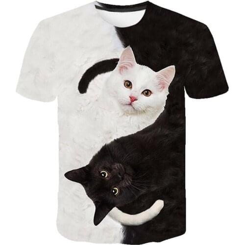 Fashion 2020 New Cool T-shirt Men/Women 3d Tshirt Print two cat Short Sleeve Summer Tops Tees T shirt Male S-6XL