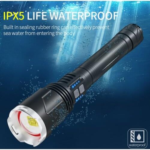 XHP110 Powerful LED Flashlight Torch USB Rechargeable Outdoor Super Bright Tactical 26650 Battery USB For Camping Hiking