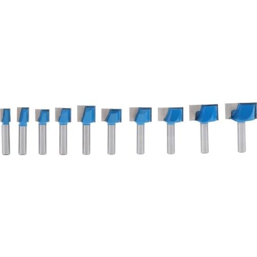 8mm Shank Bottom Cleaning Router Bit Set 10Pieces Carving Carbide Tipped