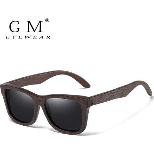GM Retro Fashion Bamboo Wood Polarized Sunglasses Driving Square Style Sun Glasses Male Goggle UV400 Women Men Brand Designer