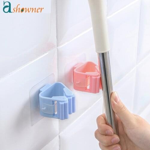 Wall Mounted Mop Organizer Holder Brush Broom Hanger Home Storage Rack Bathroom Suction Hanging Pipe Hooks Household Tools home