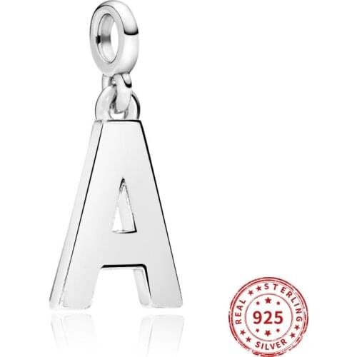 Real 925 Sterling Silver Beads Letter A-Z pendent Charm for Women Fit Original Pandora me Bracelets Bangles Diy Jewelry 2021