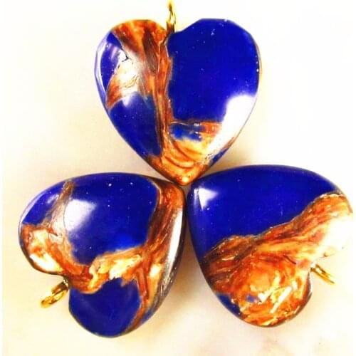 6Pcs lapis lazuli Heart 20x7mm Pendant Bead Fashion Jewelry (Send Randomly)