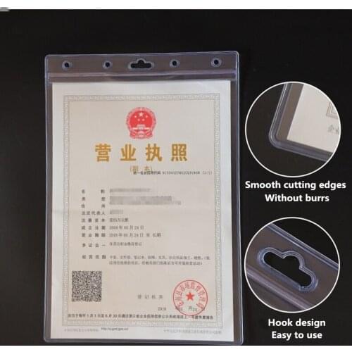 A4 Clear PVC Waterproof Resealable Zip Type Card Holder Poster Display Frame Outdoor Profile Photo Picture Certificate Frame