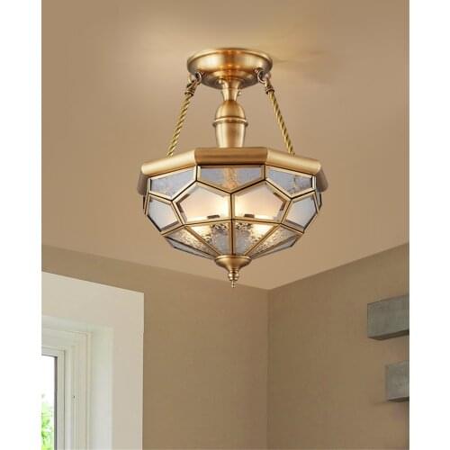 Nordic luxury copper glass ceiling lights bedroom living room corridor European door light balcony study ceiling lamps fixtures