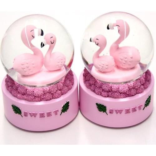 Christmas Crystal Ball Music Box Snowflake Rotating with Led Lights Goose Snow Colorful Globe Music Box Birthday Gifts For Girl