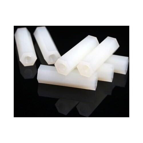 20pcs M4 hexagon nylon pillar hex double pass support Isolation column PC computer motherboard nut 6mm-30mm long