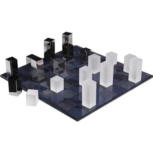 Modern and simple frosted electroplated crystal chessboard ornaments, light luxury soft ornaments, living room