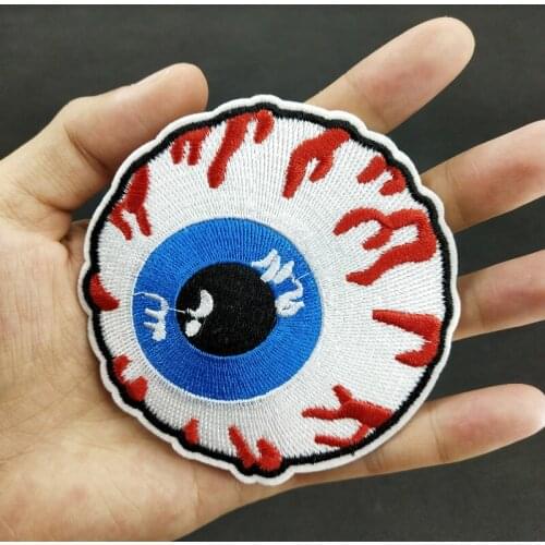 Punk Blood Eyeball Fabric Embroidery Cloth Appliques DIY Iron on Garment Apparel Patches Wholesale