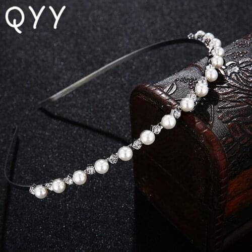 Hair Jewelry Wedding Tiara For Woman Hair Accessories Pearl Rhinestone Headband Girls Rim for Hair