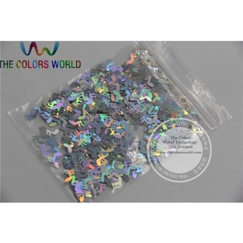 Solvent resistant utra thin Musical Note shape holographic silver glitter for Nail Polish and Other DIY decoration 1Pack =50g