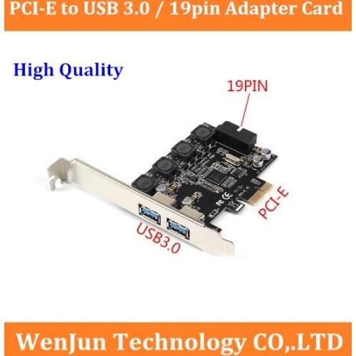 High Quality PCI-E PCIe to 4port USB 3.0 higH Speed adapter card PCI-E to USB3.0/19PIN Port for desktop