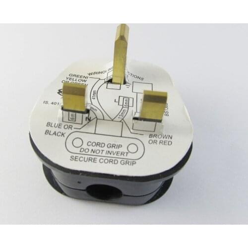 10pcs BS 1363/A 13A Fused Power Cords UK 3 Pin Wall AC Power Adapter Plug 250V Black&White