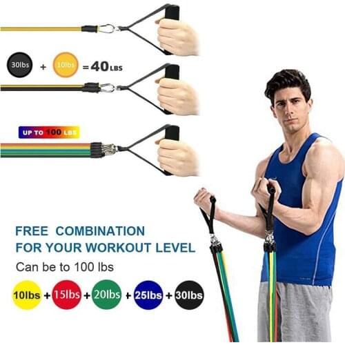 11Pcs/Set Latex Resistance Bands Crossfit Training Exercise Yoga Tubes Pull Rope Rubber Expander Elastic Bands Fitness Equipment
