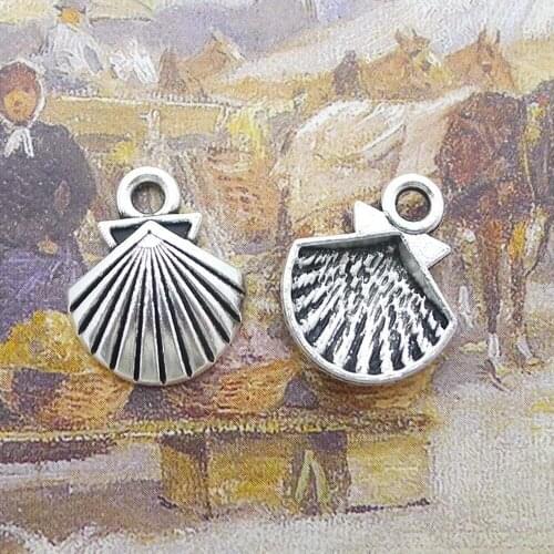 200pcs Shell Charms 19mm x 16mm DIY Jewelry Making Pendant antique silver color