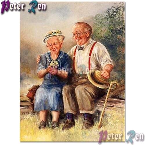 5d Embroidery DIY Romantic old couple Mosaic Cross stitch Rhinestone Square or round Artist home decoration gift
