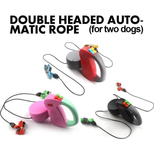 Automatic Retractable Walking Double Head Lead Leash Dog Traction Rope for Pet Outdoor Walking Creative Hyena Rope DL604