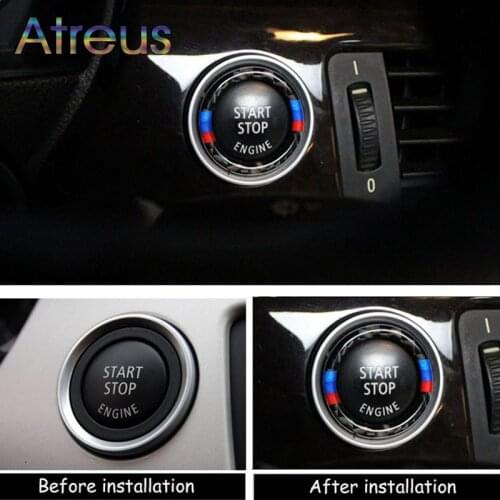 Car Engine Start Stop Ignition Key Ring Stickers For BMW E90 E93 E92 Z4 E89 Circle Trim 3 Series M Carbon Fiber Accessories