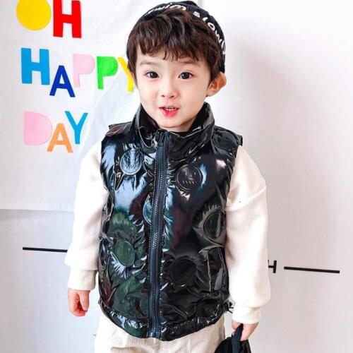 Girls Clothes Winter Warm No-Wash Shiny Vest Thicken Waistcoat Kids Outerwear Childrens Down Vest Jacket For Boy 2-6 Years