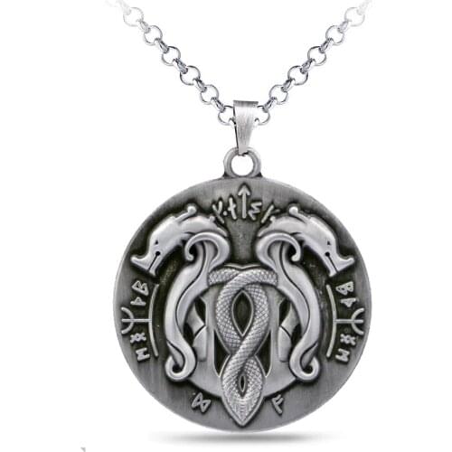 God of War 4 Necklace Jormungandr Snake Antique Silver Metal Pendant Fashion Link Chain Men Women Necklaces Charm Gifts Jewelry