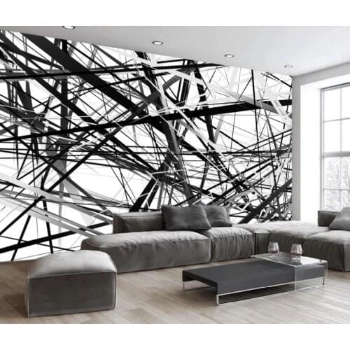 Photo wall murals wallpaper Modern minimalist black and white lines building decoration background wall