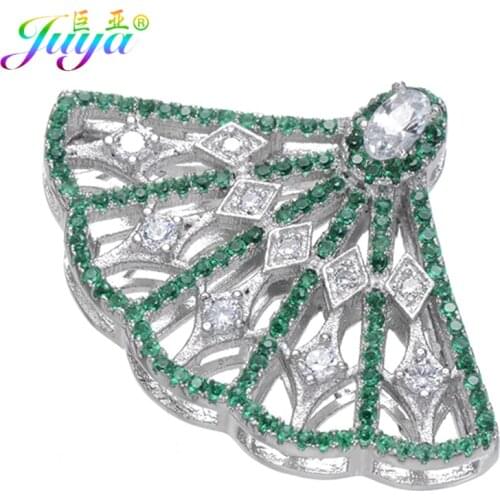 Juya DIY Accessories Supplies Cubic Zirconia Floating Sector Connector Pendants For Women Natural Stones Pearls Jewelry Making