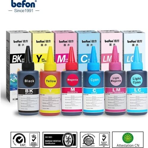 Befon X6 Colors 100ML Refill Dye Ink Kit Compatible for Epson R L Series Hp Canon Printer Cartridge Universal Tinta for 655 XL