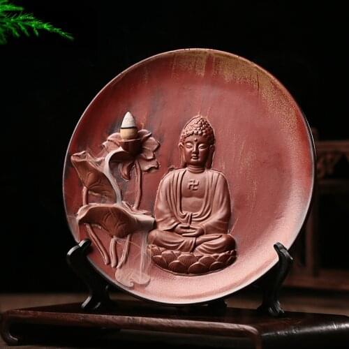 Ceramic disc hanging plate back Feng Shui Buddha incense burner incense sandalwood aromatherapy furnace creative Buddha incense