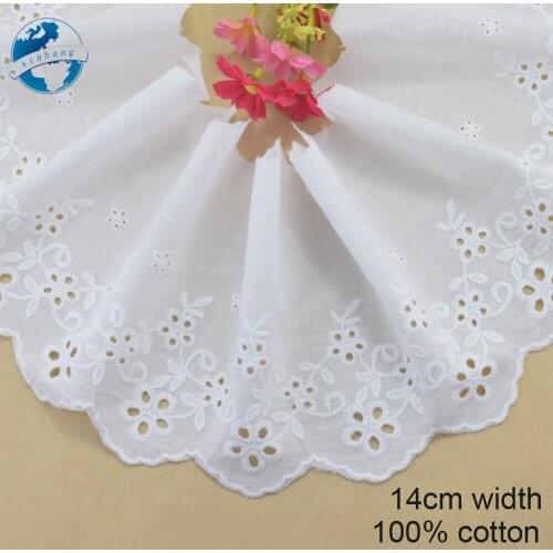 14cm width 100% Cotton embroid lace sewing ribbon guipure trim fabric warp knitting DIY Garment Accessories african lace#3310