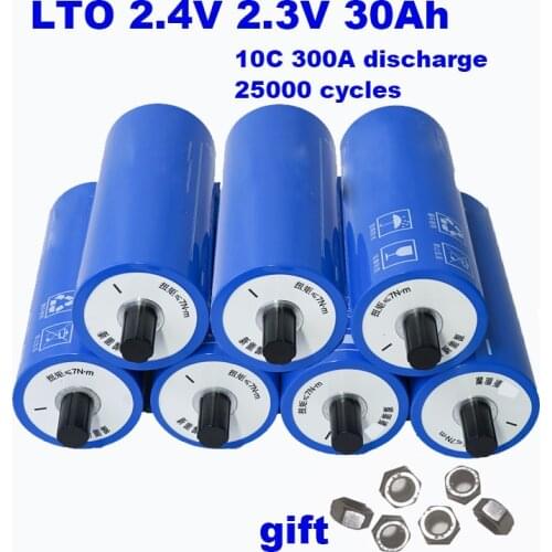 LTO 66160 2.4v 30Ah Lithium titanate battery cell 2.3v 10C 300A discharge for diy solar energy RV EV fast charge long cycles