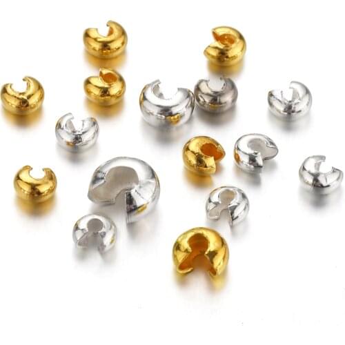 100pcs Crimping Beads Covers 3 4 5mm Round Open Crimp End Beads Stopper Spacer Beads for DIY Jewelry Making Findings Supplies