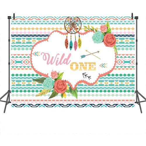 Neoback One Birthday Photographic Backdrops Wild One Theme Flower Banner Decoration Photography Backdrops Studio Shoots