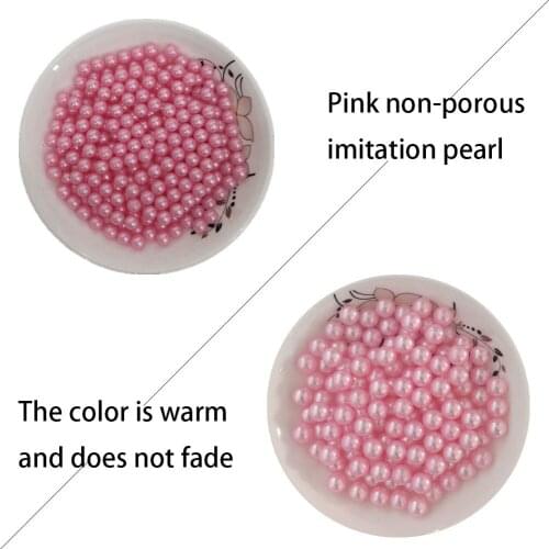 DIY pink non-porous imitation pearl home decoration handmade material ABS round loose beads 6-10mm jewelry box decoration
