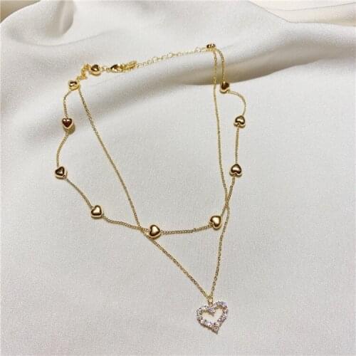 RUIYI New gold multi-layer love diamond necklace, personalized clavicle chain, fresh and simple necklace(XL4004)