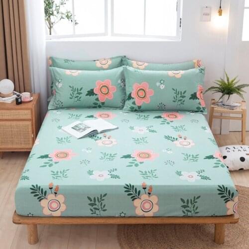 Full-Cotton Fitted Sheet One-Piece All Cotton Bedspread Protective Cover Dust Cover Mattress Cover Bed Sheet Non-Slip Fixed
