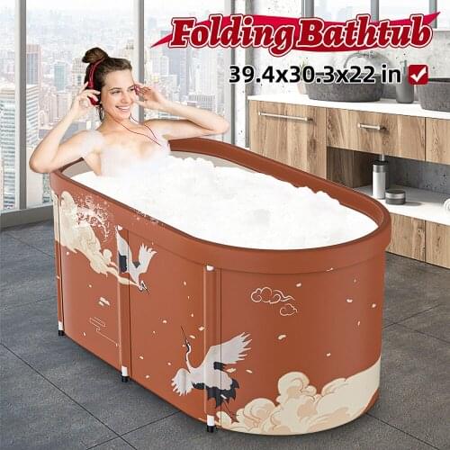 Portable Folding Bathtub for Adult Children Swimming Pool Large Bathtub Bath Bucket Insulation Sauna Bathing Bath Tub With Cover