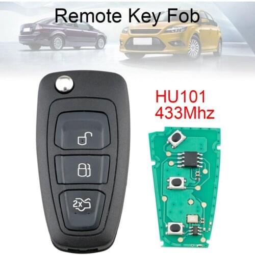 433Mhz 3 Buttons Car Remote Key Flip Keyless Entry Fob with HU101 Blade Fit for Ford Mondeo Focus Fiesta Titanium 2011 2012