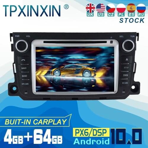 PX6 For Mercedes Benz Smart 2013 Android 10 Carplay Radio Player Car GPS Navigation Head Unit Car Stereo WIFI DSP BT