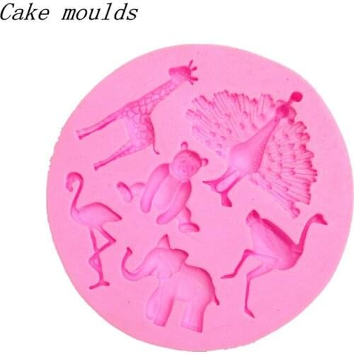 Silicone mold K128 Peacock elephant giraffe ostrich shape baking mold Fondant cake mold chocolate mold Decoration tools